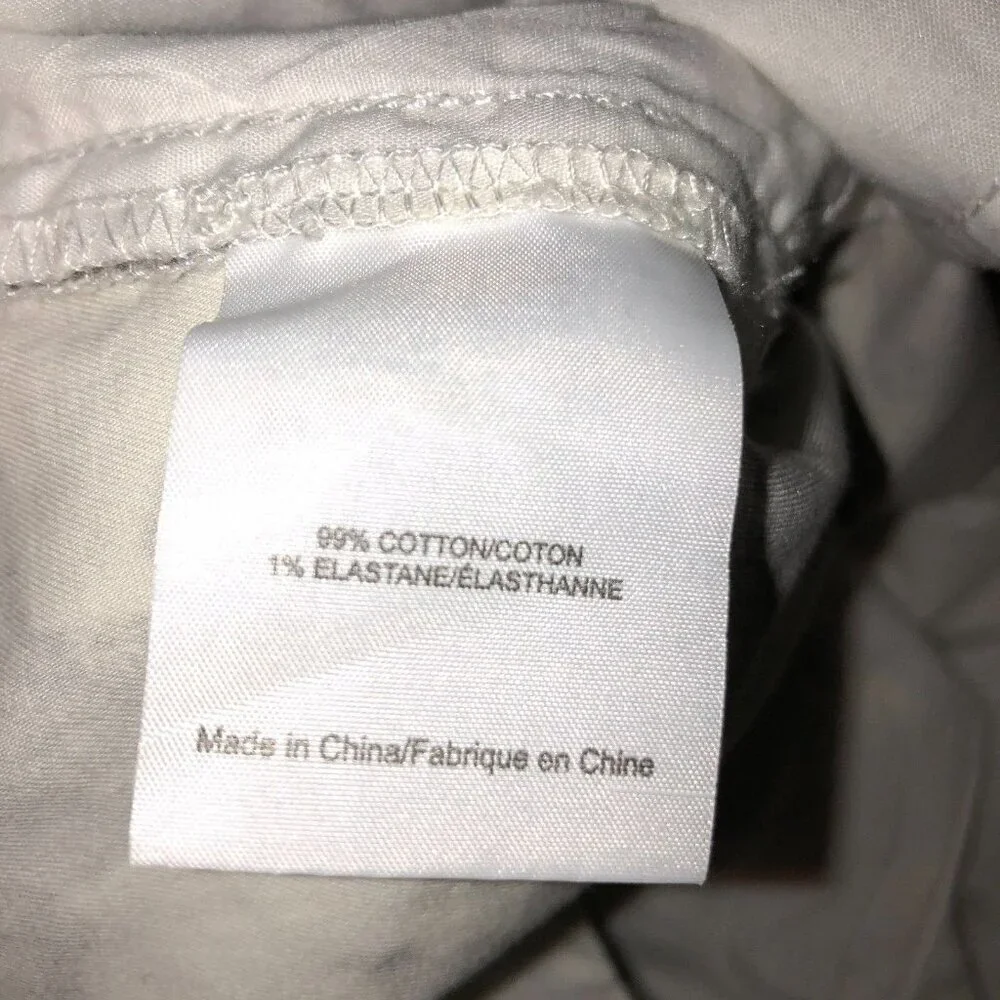 Tory Burch Size 25 White Beige Leaves Stretch Pockets Flat Front Chino Pants